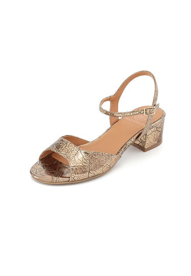 LOUCIA - Sandales à Talons en Cuir Or/Gold