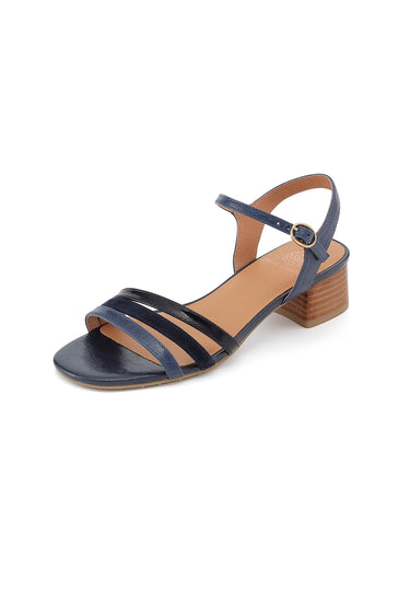 LUAN - Sandales à talons en cuir Marine