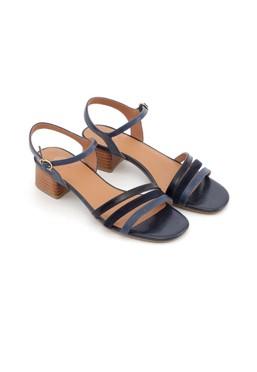 LUAN - Sandales à talons en cuir Marine