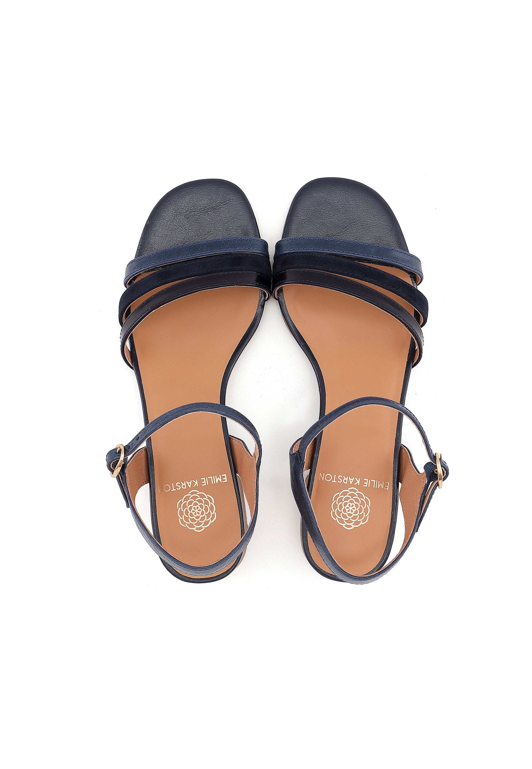 LUAN - Sandales à talons en cuir Marine