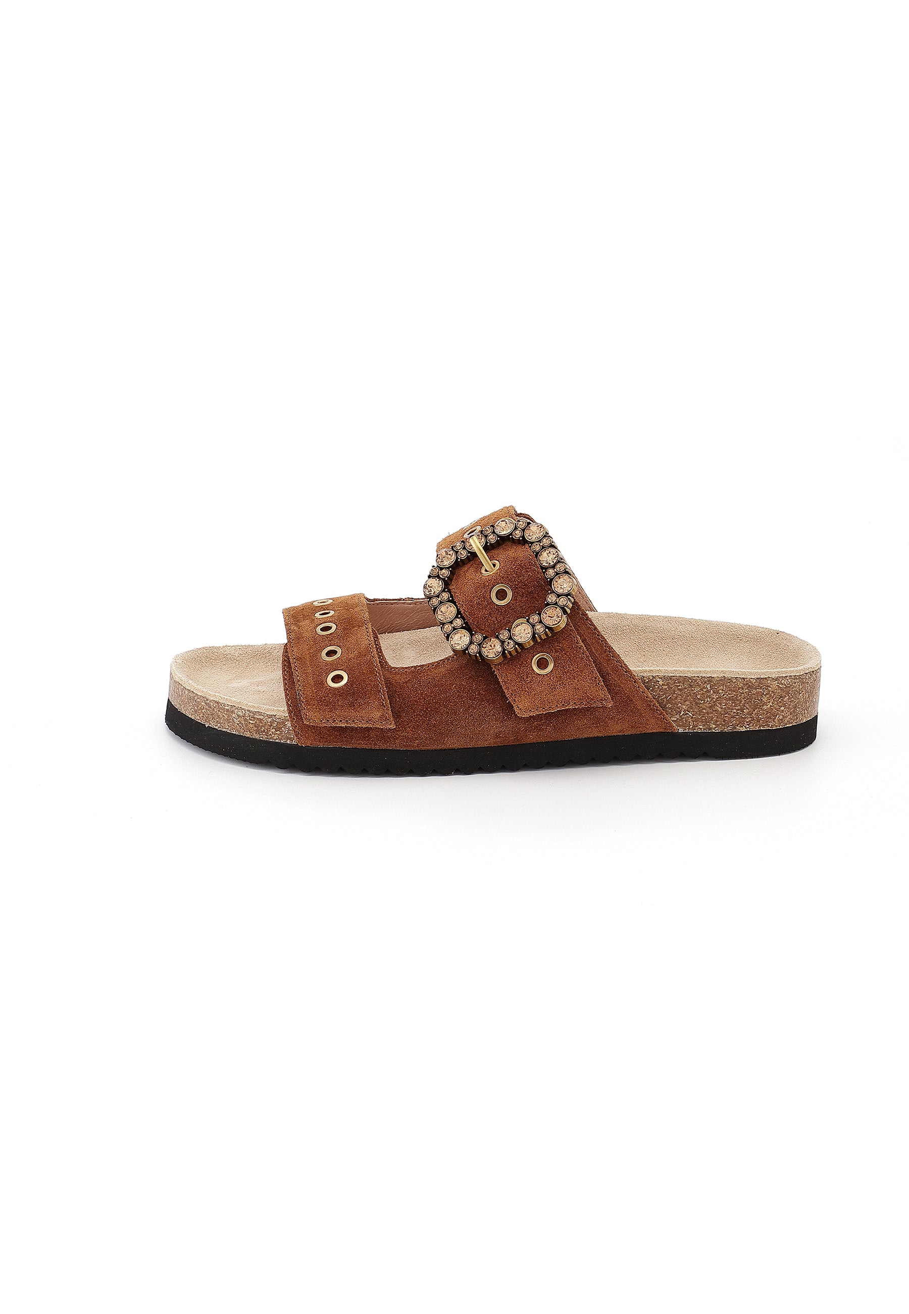 LUNA - Mules Fantaisies en cuir Marron/Cognac