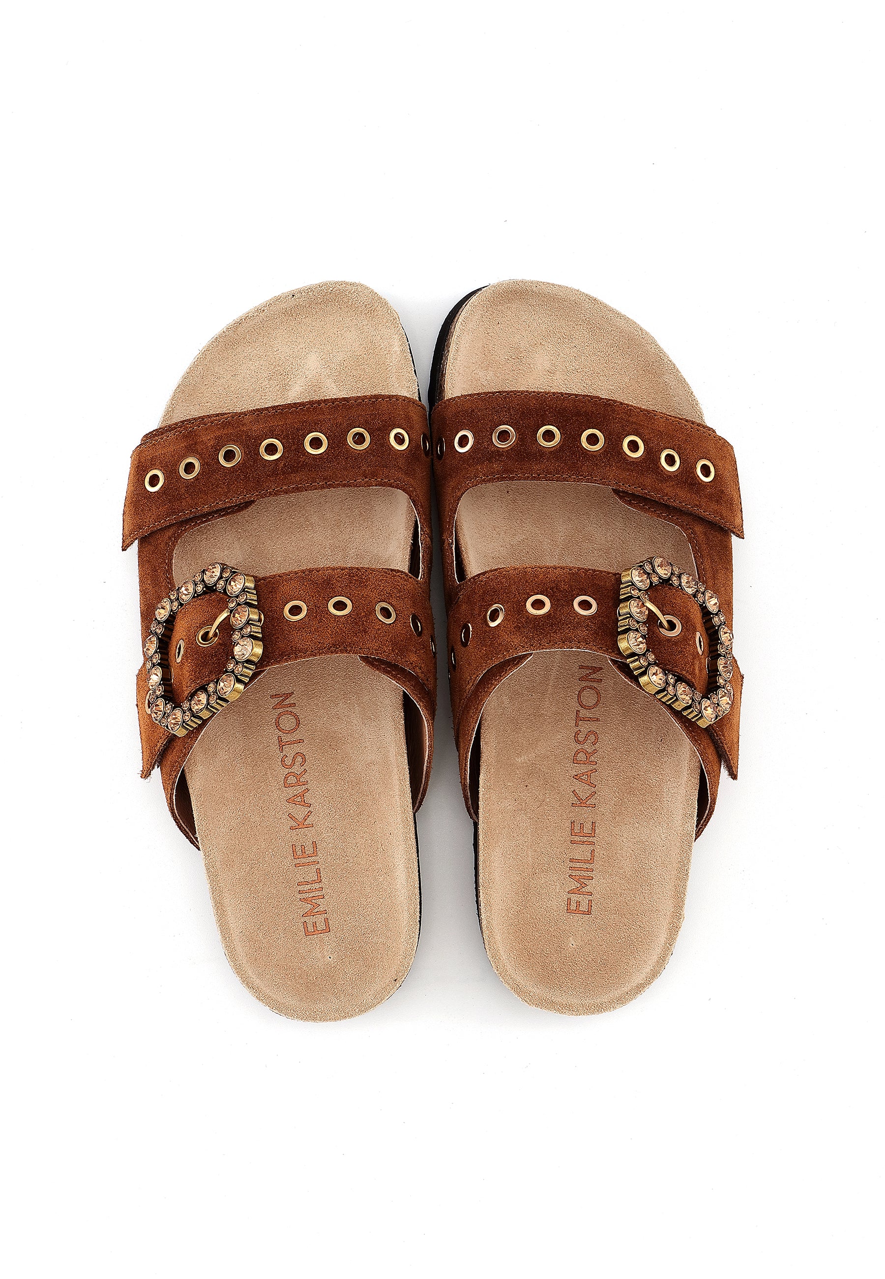 LUNA - Mules Fantaisies en cuir Marron/Cognac