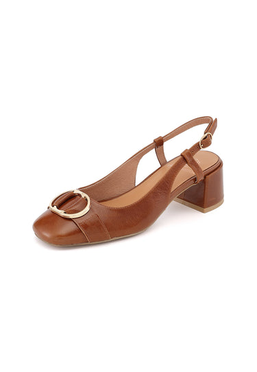 MAÉ - Escarpins avec boucle en cuir Camel