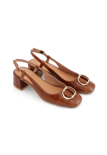 MAÉ - Escarpins avec boucle en cuir Camel