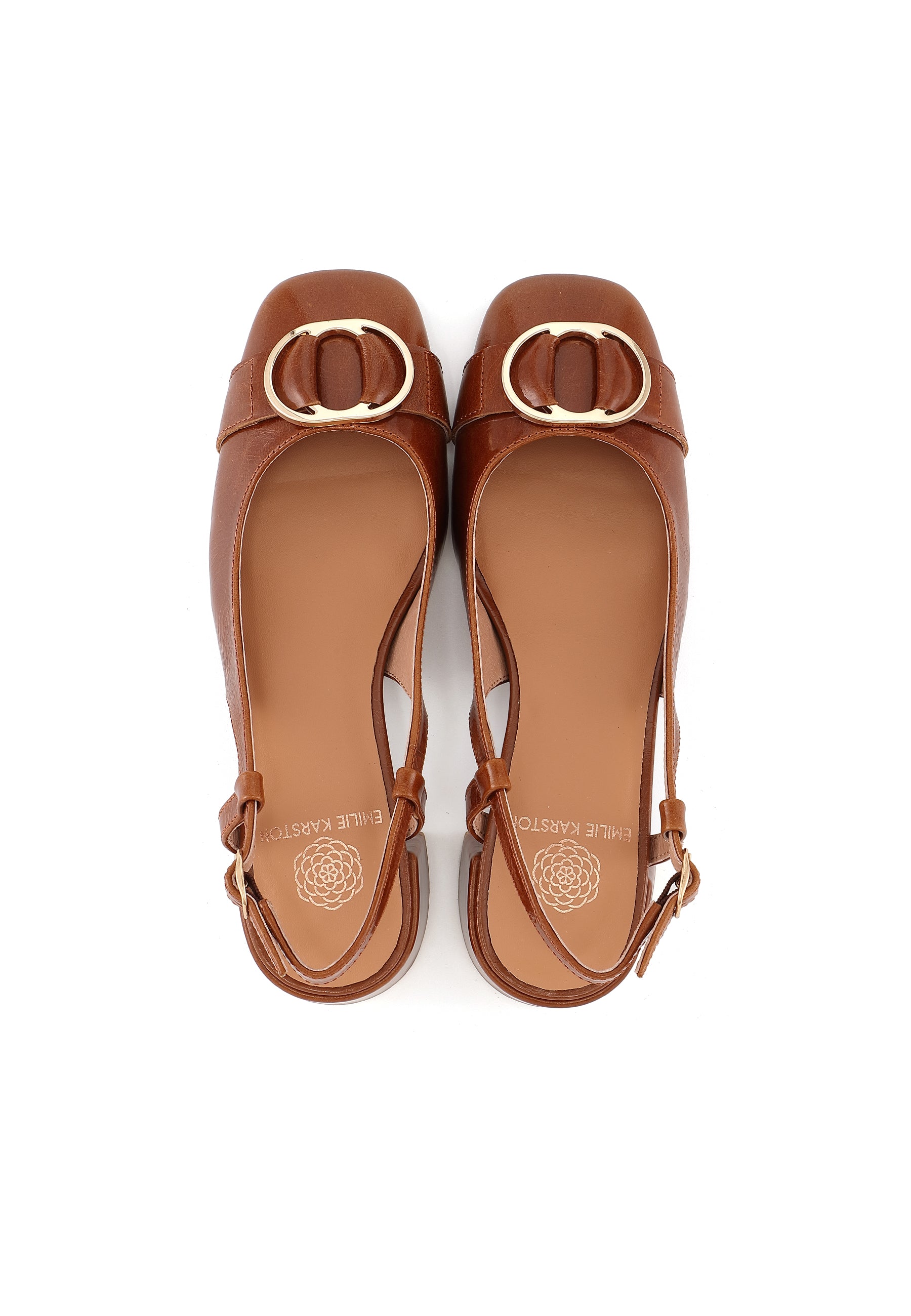 MAÉ - Escarpins avec boucle en cuir Camel