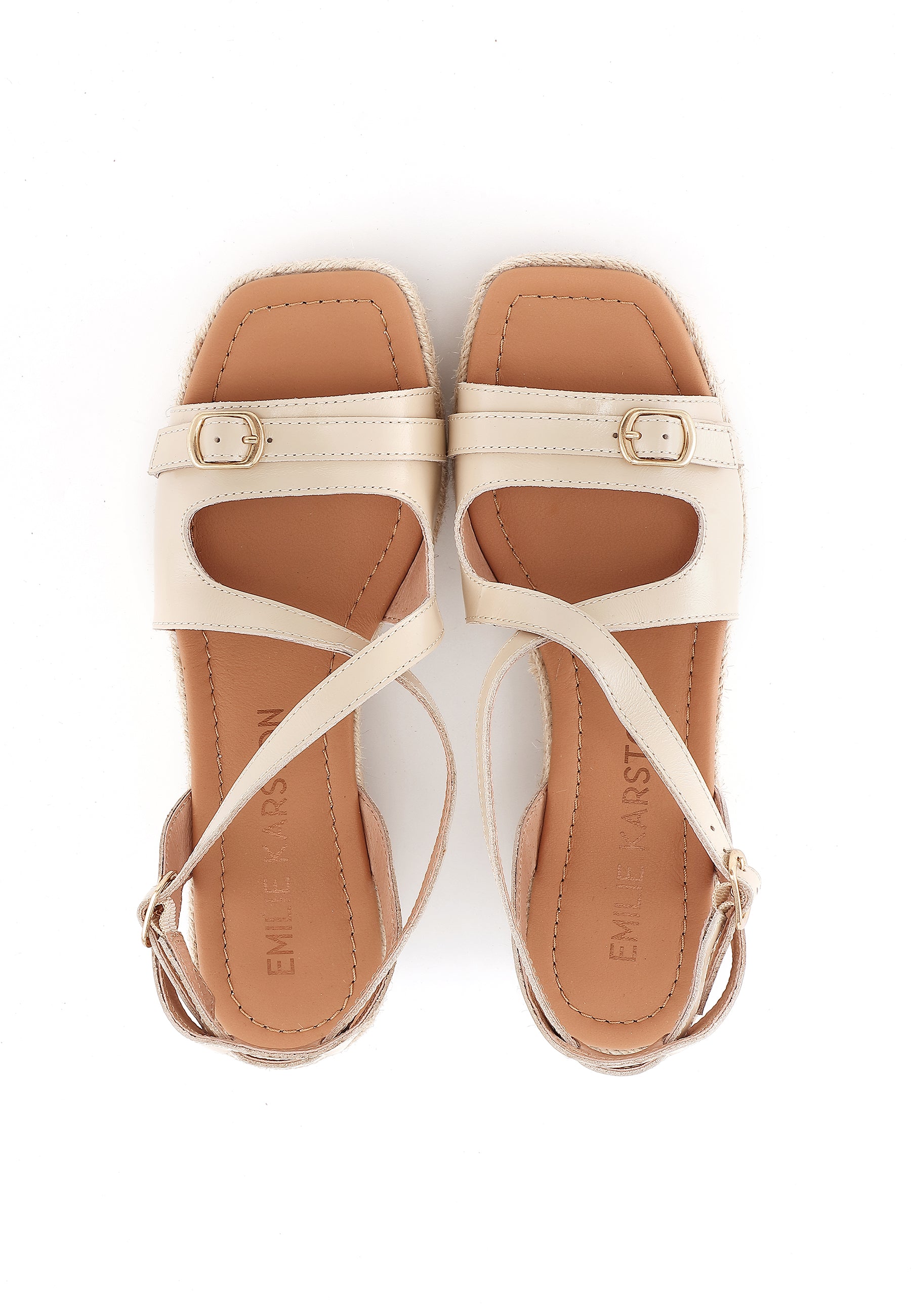 NAPOLIE - Sandales Compensées en Cuir Crème