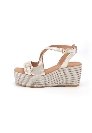 NAPOLIE - Sandales Compensées en Cuir Or/Platine