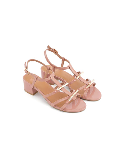 NELIA - Sandales à Talons en Cuir Rose