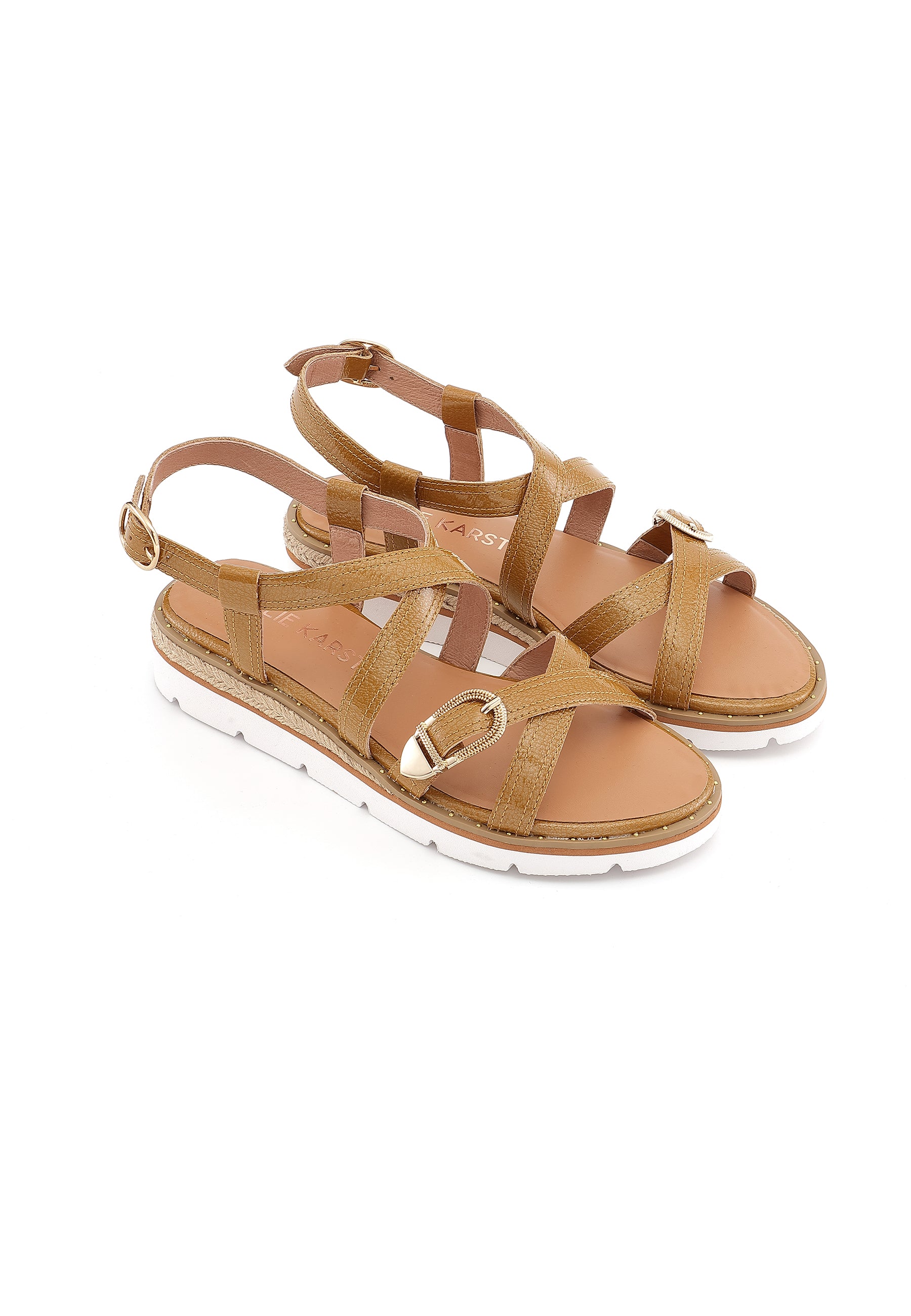NINA - Sandales à Plateforme en Cuir Camel