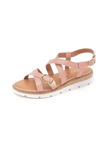 NINA - Sandales à Plateforme en Cuir Rose poudré