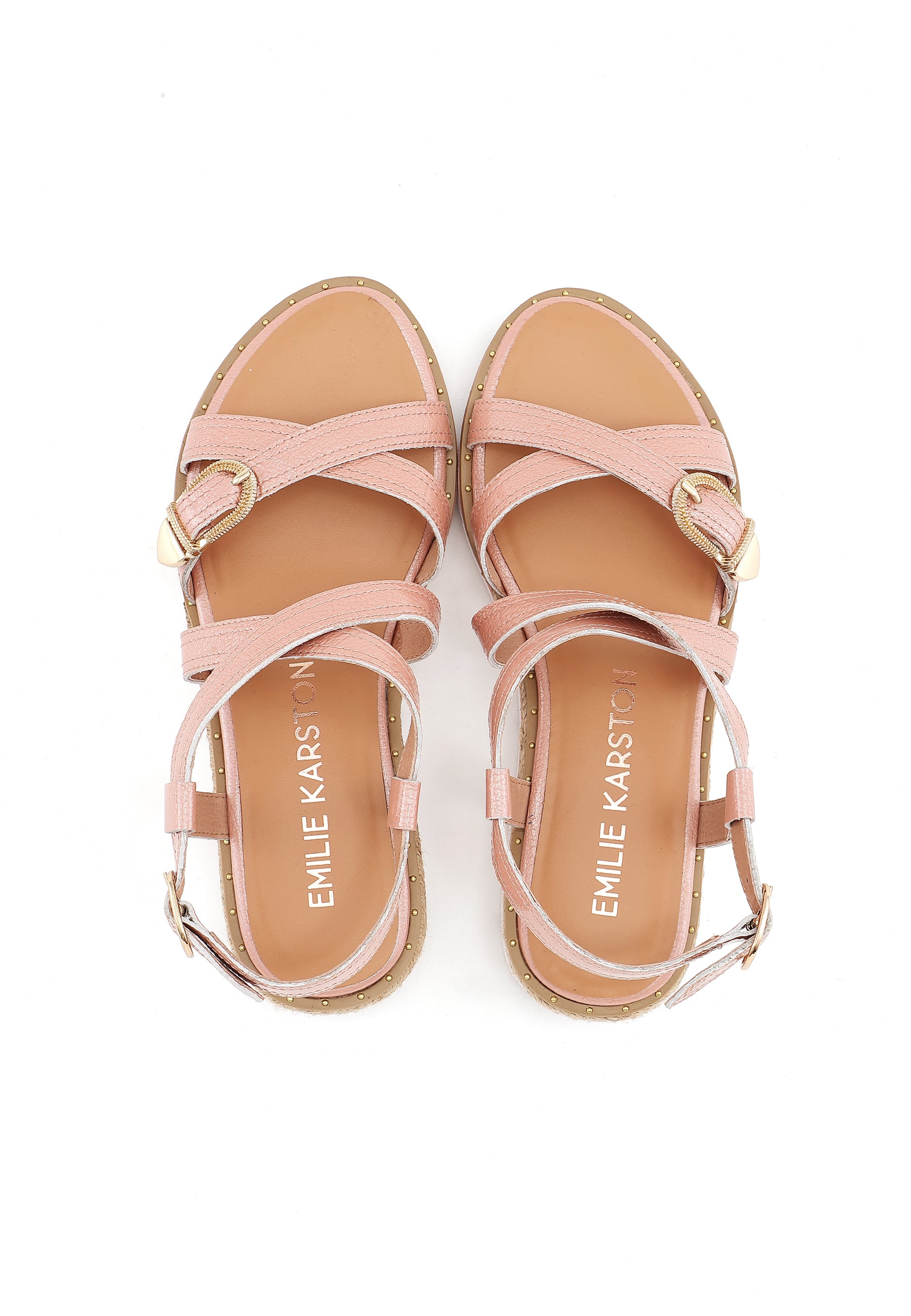 NINA - Sandales à Plateforme en Cuir Rose poudré