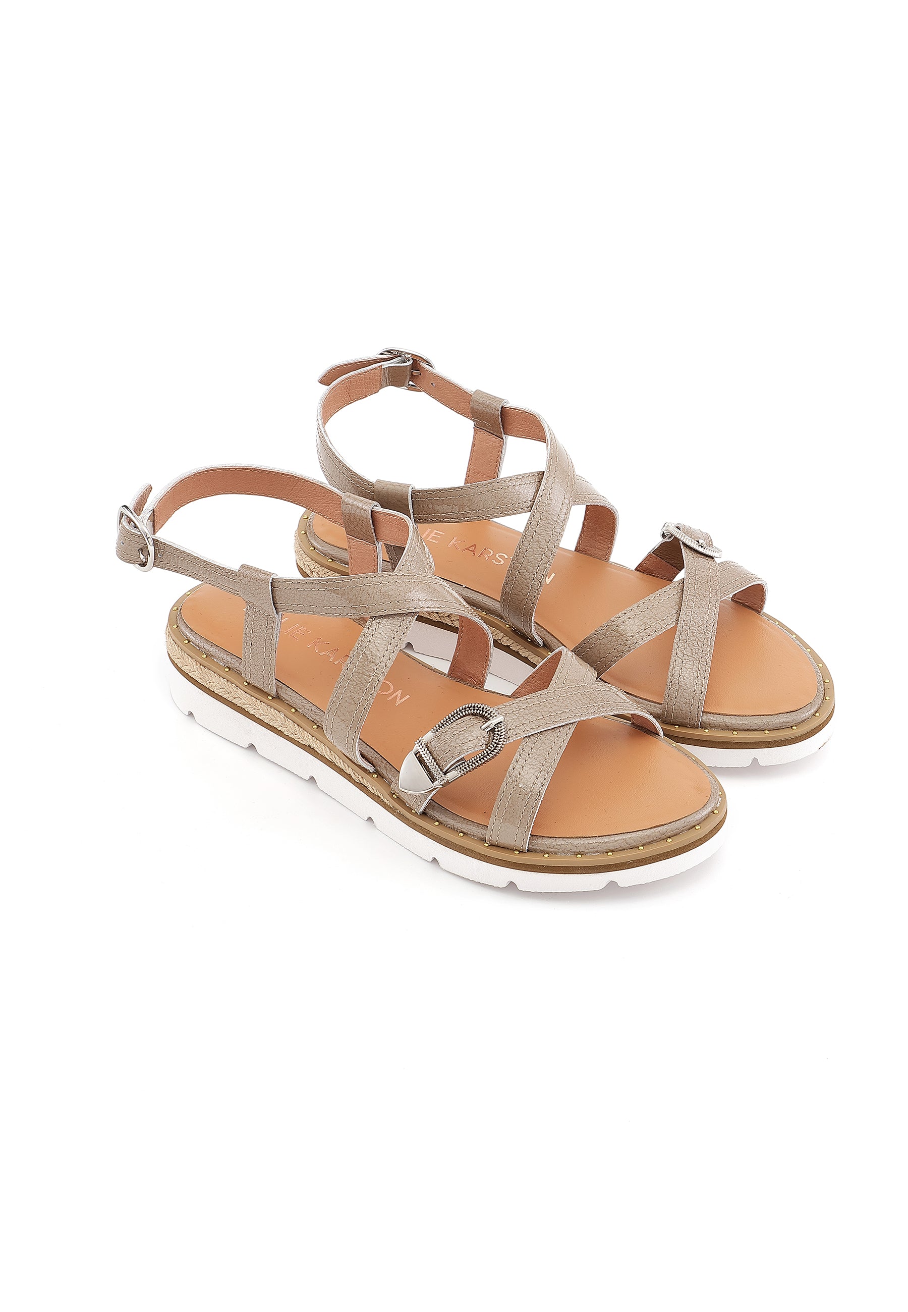 NINA - Sandales à Plateforme en Cuir Taupe