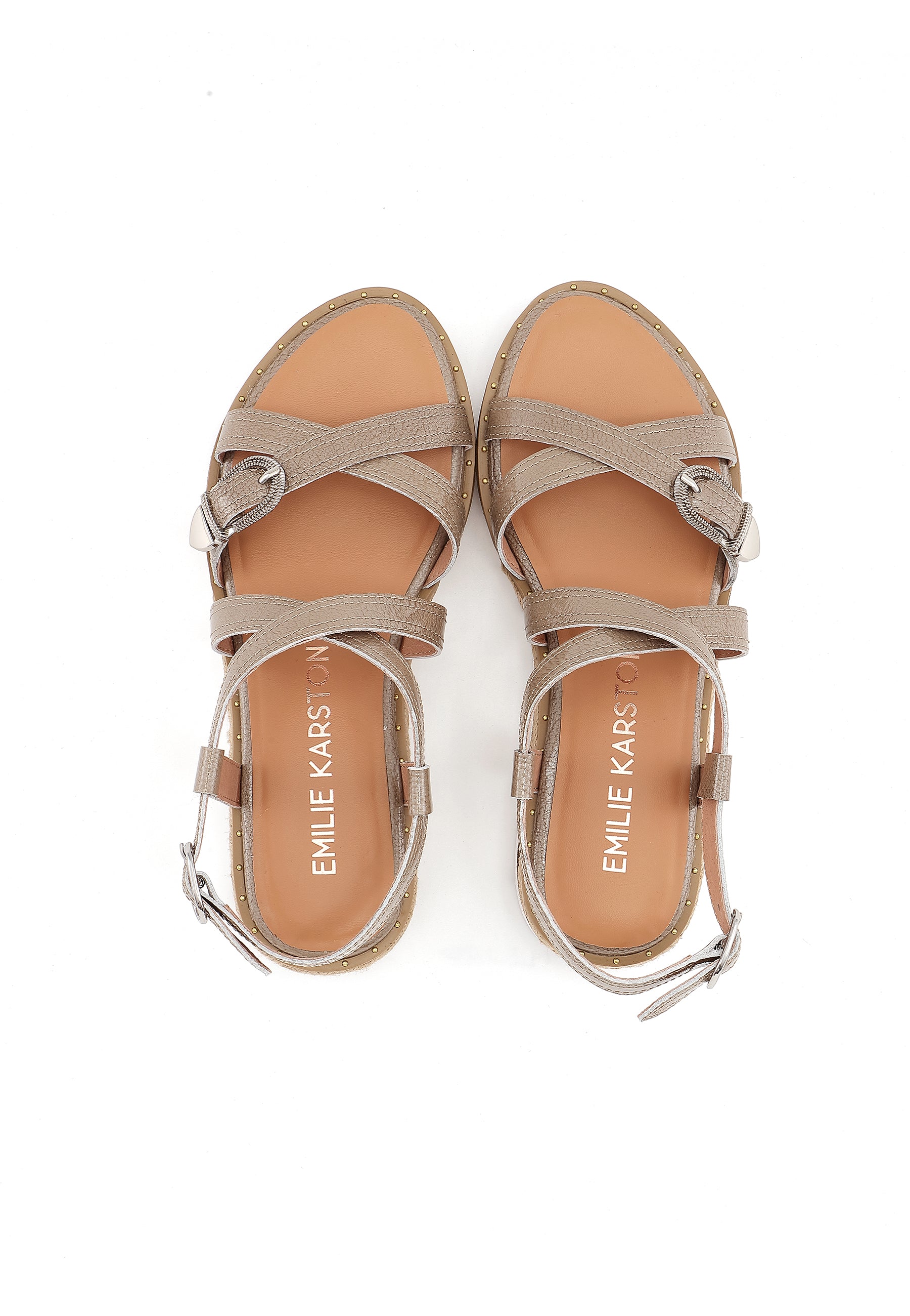 NINA - Sandales à Plateforme en Cuir Taupe