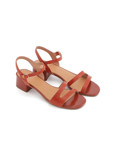 OYSHA - Sandales à Talons en Cuir Orange