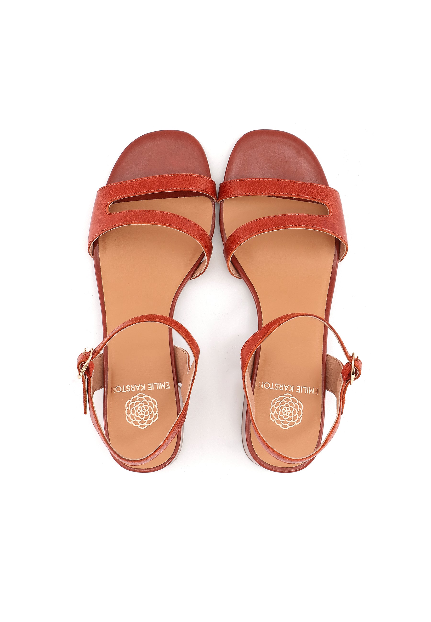 OYSHA - Sandales à Talons en Cuir Orange