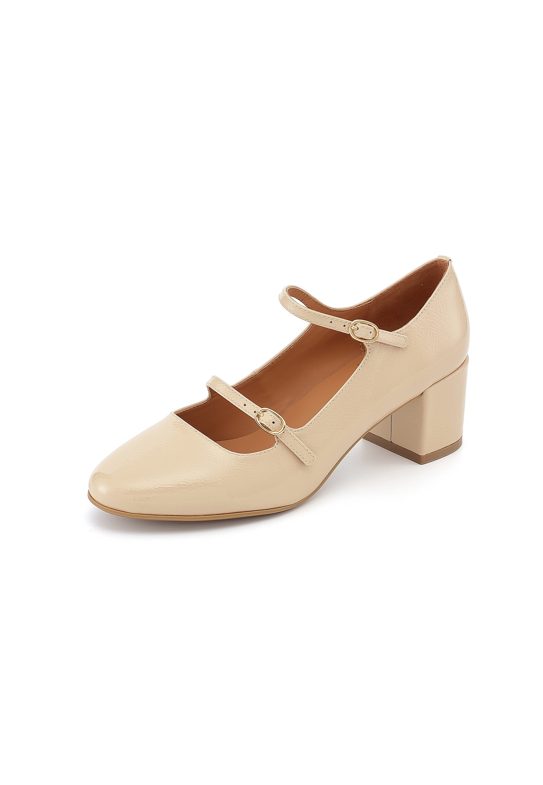 PIVOINE - Escarpins en cuir verni beige
