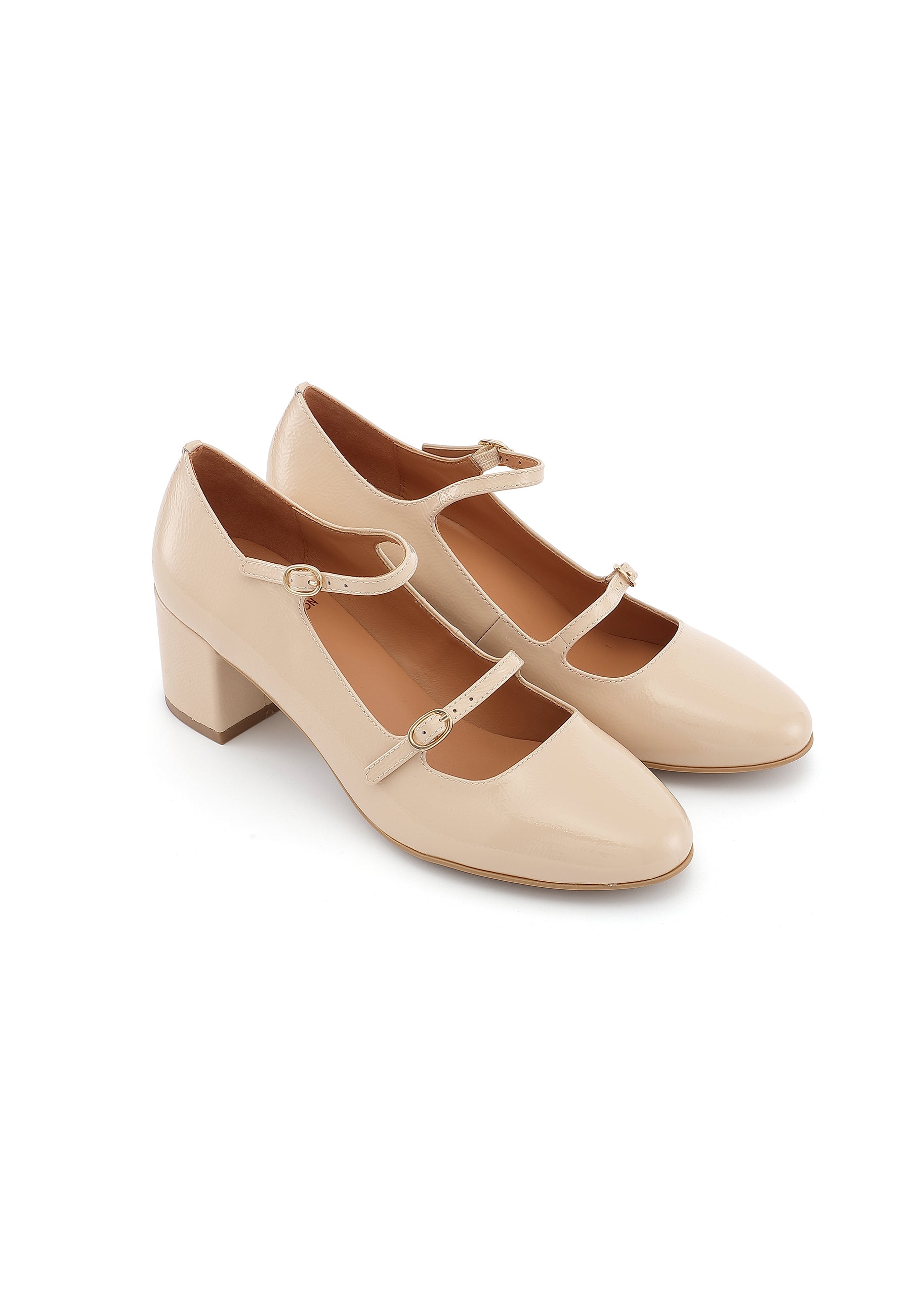 PIVOINE - Escarpins en cuir verni beige