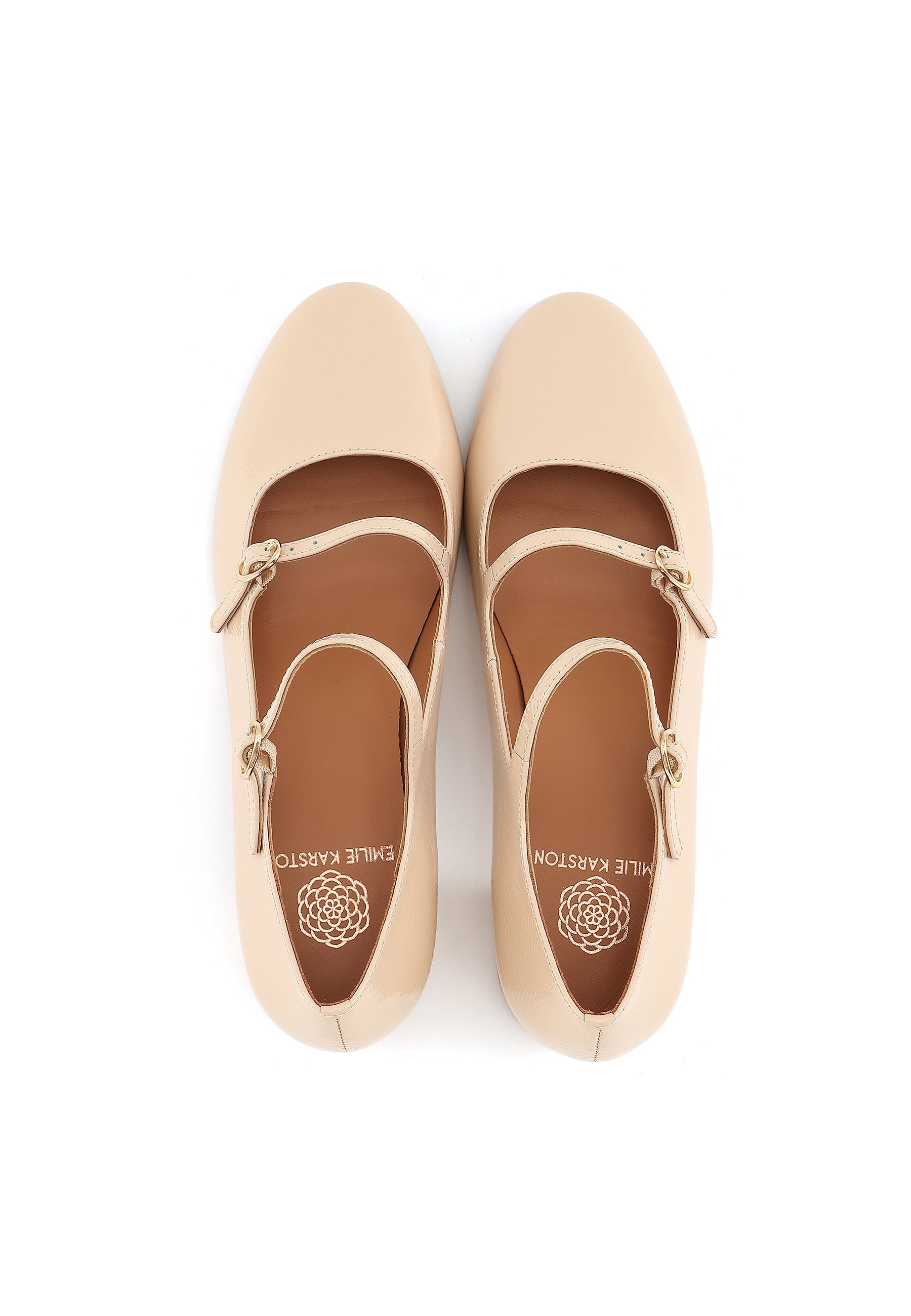 PIVOINE - Escarpins en cuir verni beige