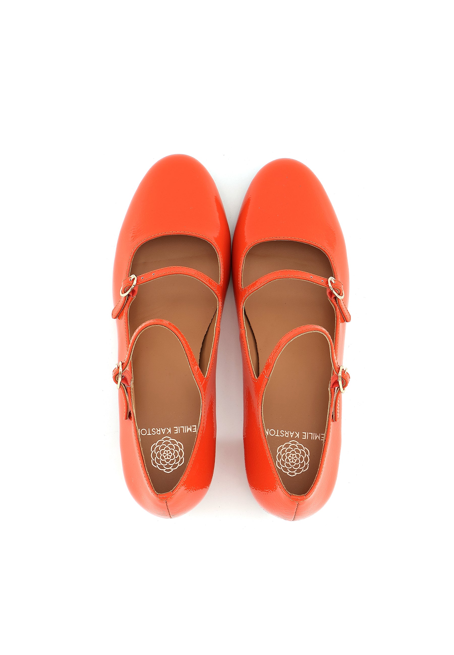 PIVOINE - Escarpins en cuir verni orange