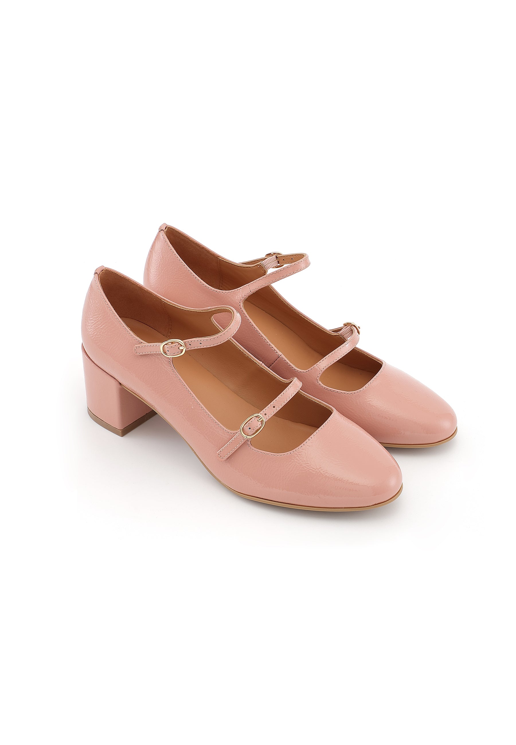 PIVOINE - Escarpins en cuir verni rose