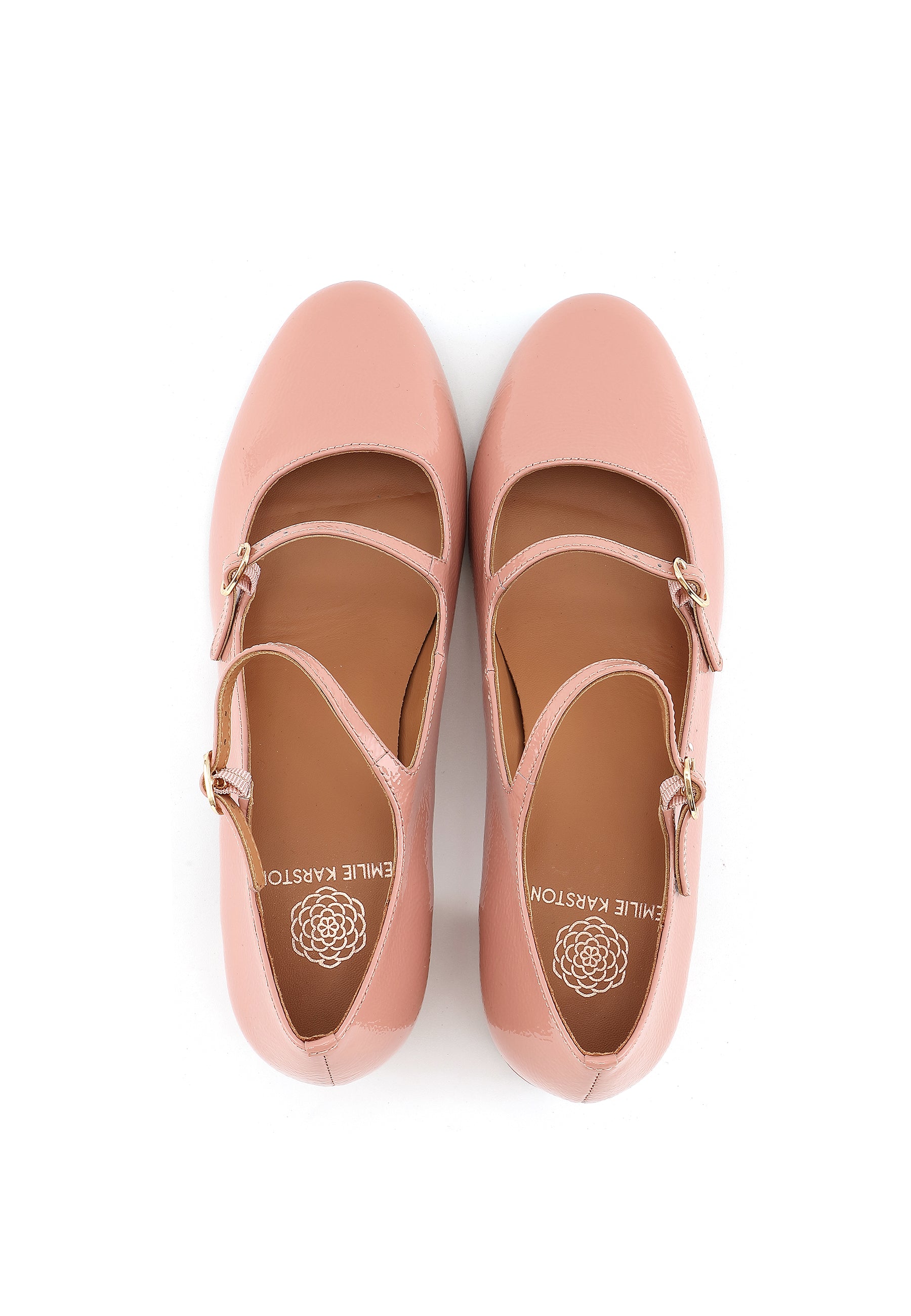 PIVOINE - Escarpins en cuir verni rose