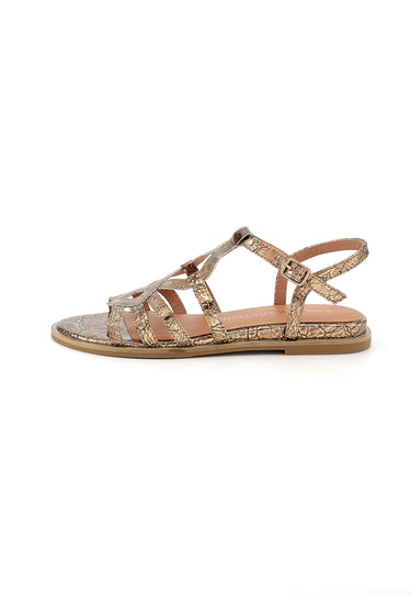 SABINE - Sandale Plate en Cuir Or
