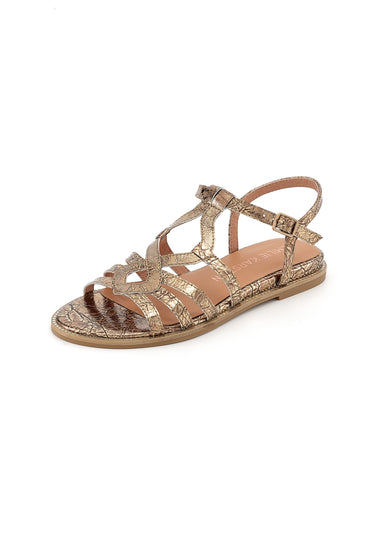 SABINE - Sandale Plate en Cuir Or