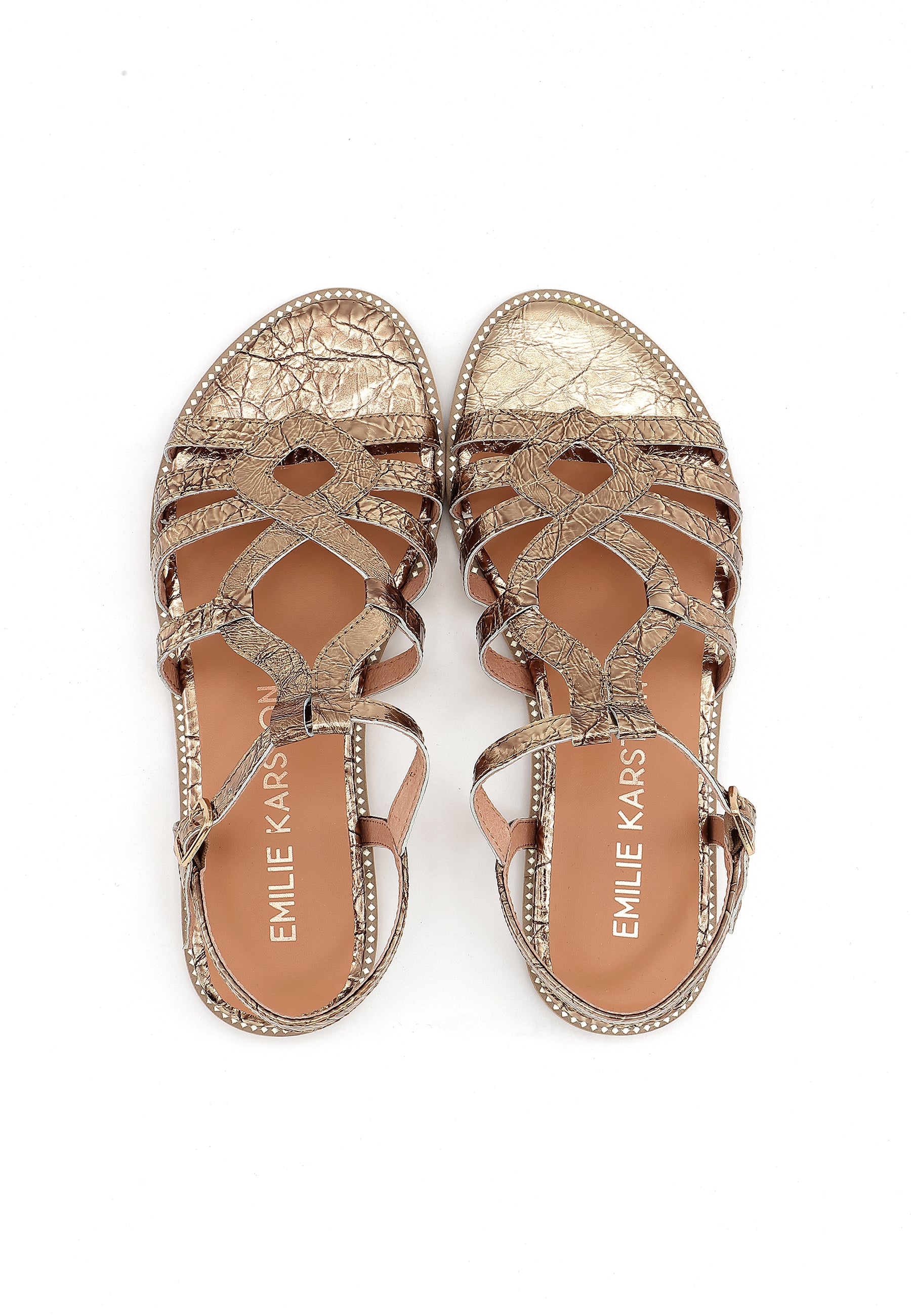 SABINE - Sandale Plate en Cuir Or