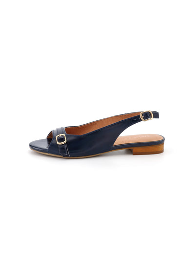 SIENNA - Sandales Talons Plats en Cuir Marine