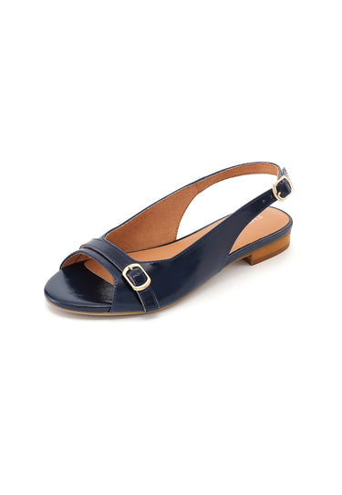 SIENNA - Sandales Talons Plats en Cuir Marine