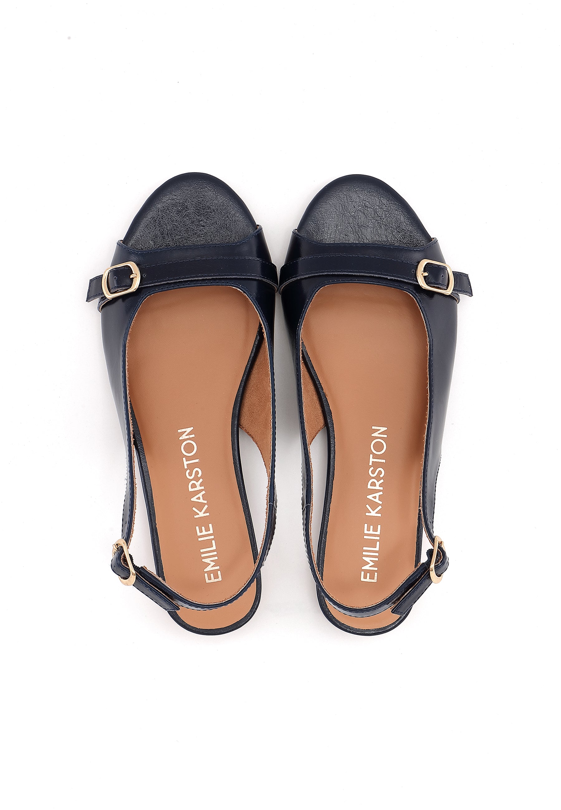 SIENNA - Sandales Talons Plats en Cuir Marine