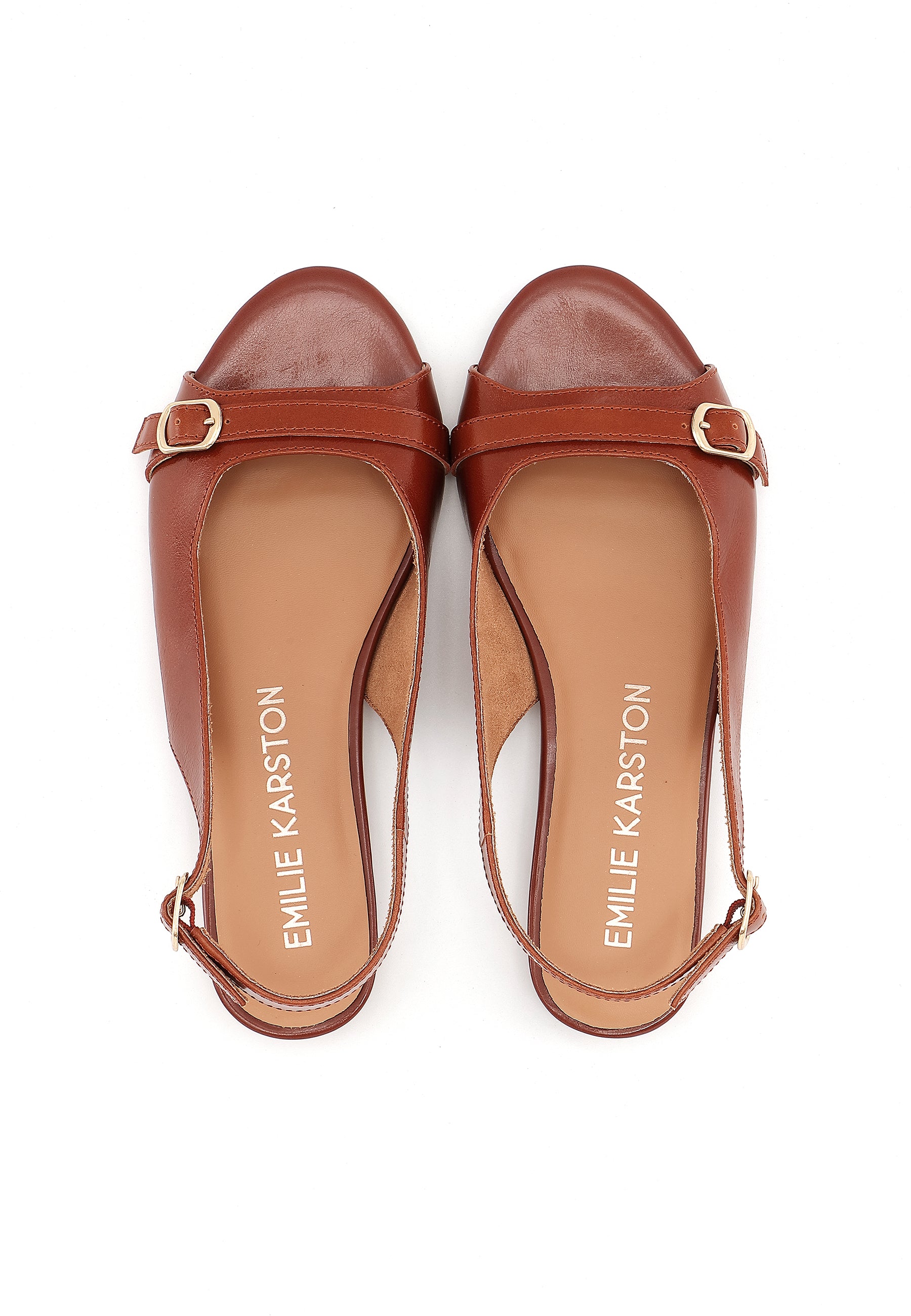 SIENNA - Sandales Talons Plats en Cuir Marron