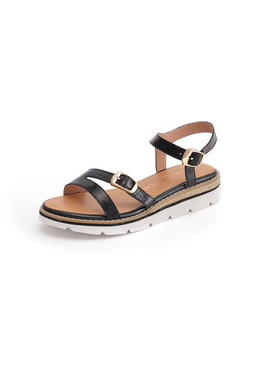 SIRA - Sandales Plateforme en Cuir Noir