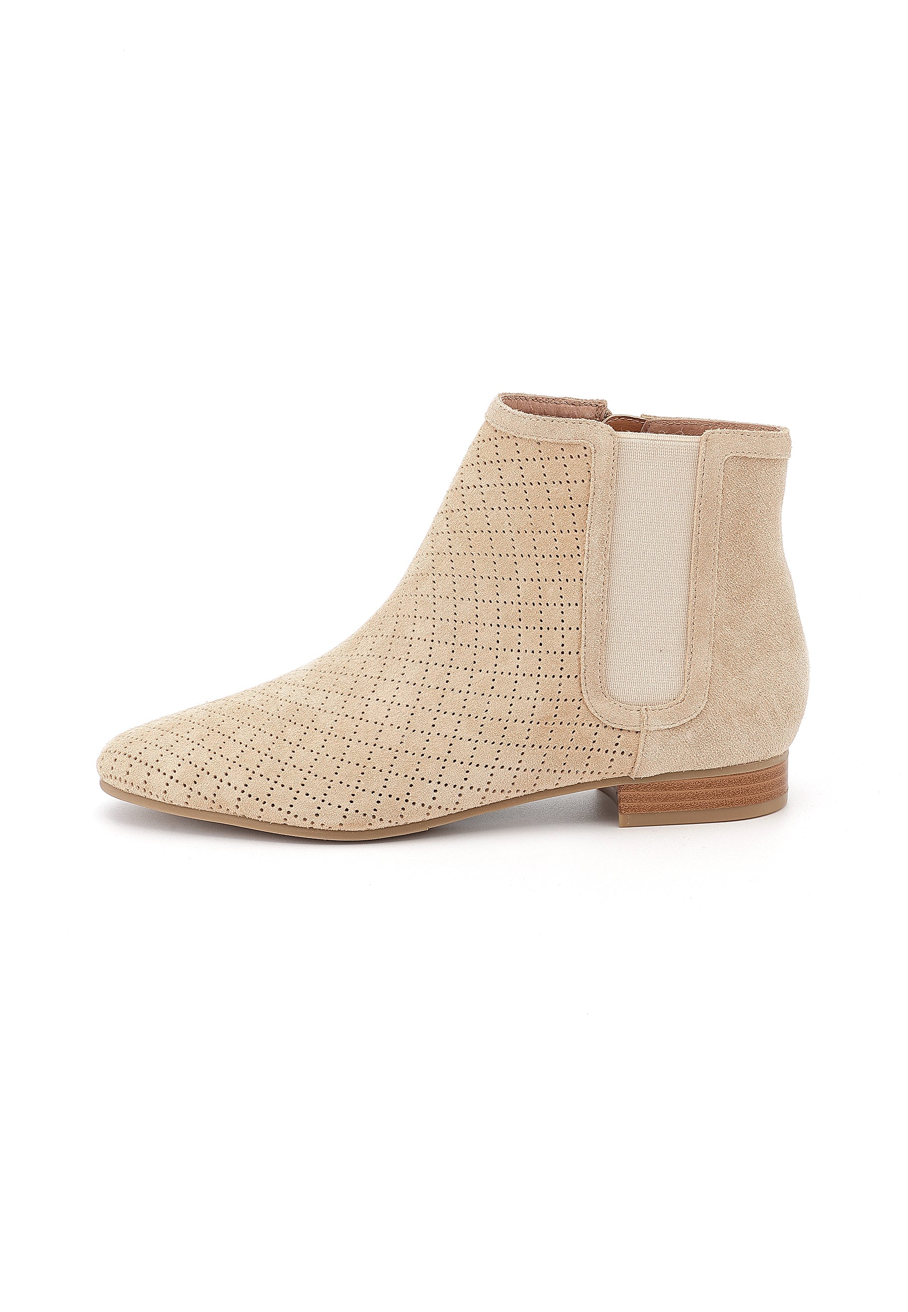 SOLARA - Bottines en cuir ajouré Beige