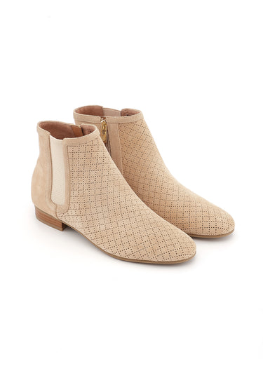 SOLARA - Bottines en cuir ajouré Beige