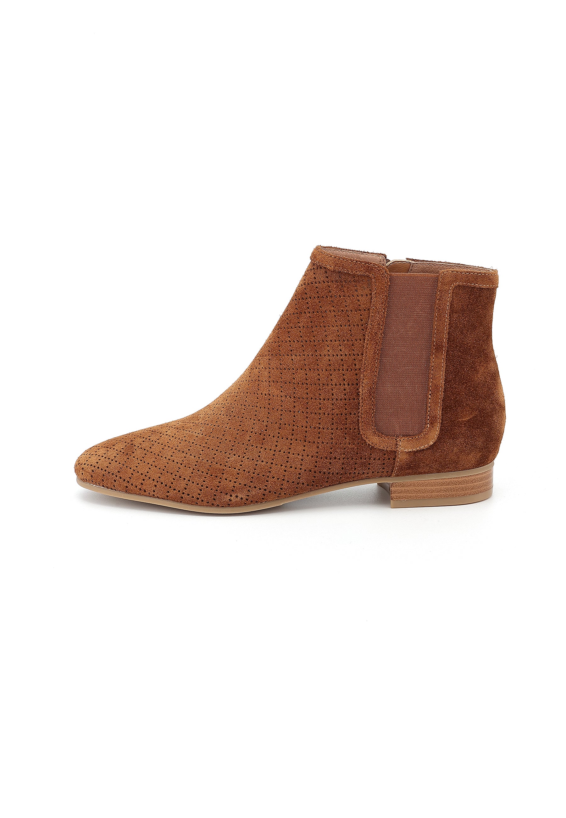 SOLARA - Bottines en cuir ajouré Marron Cognac