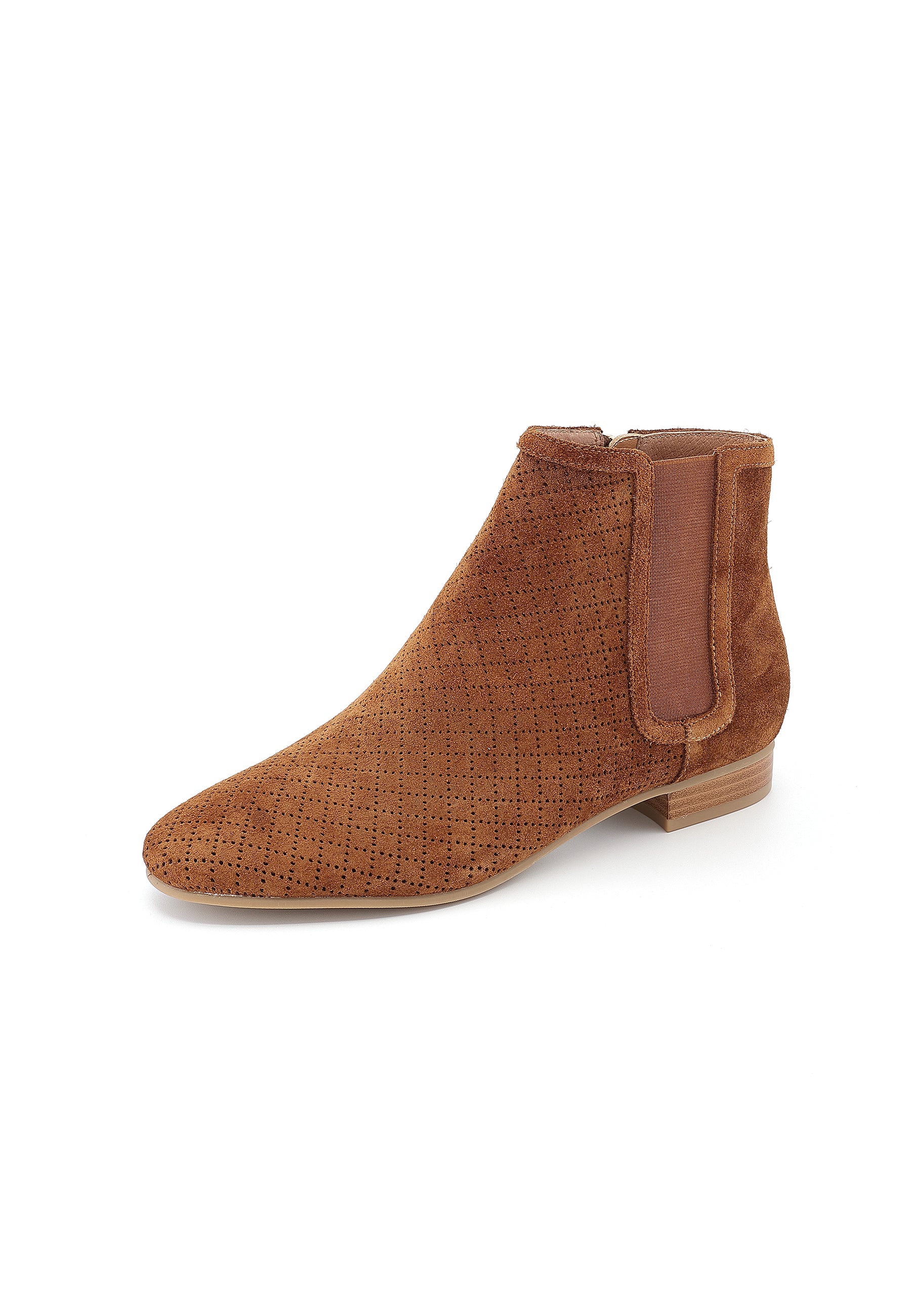 SOLARA - Bottines en cuir ajouré Marron Cognac