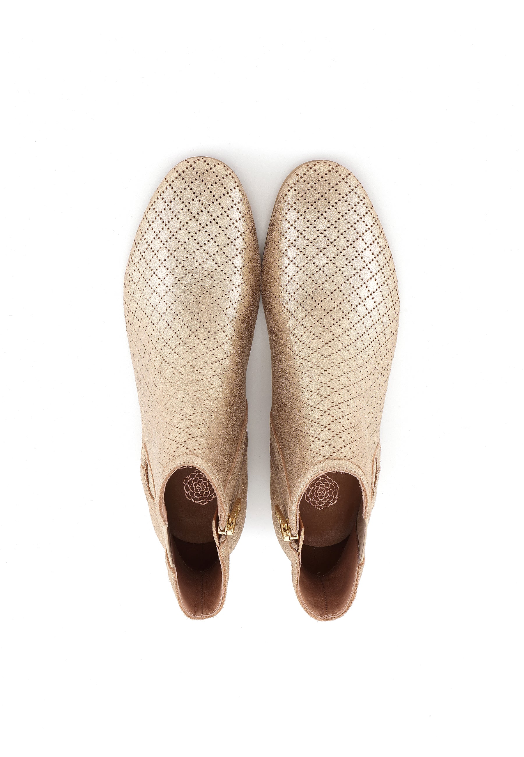 SOLARA - Bottines en cuir ajouré Or