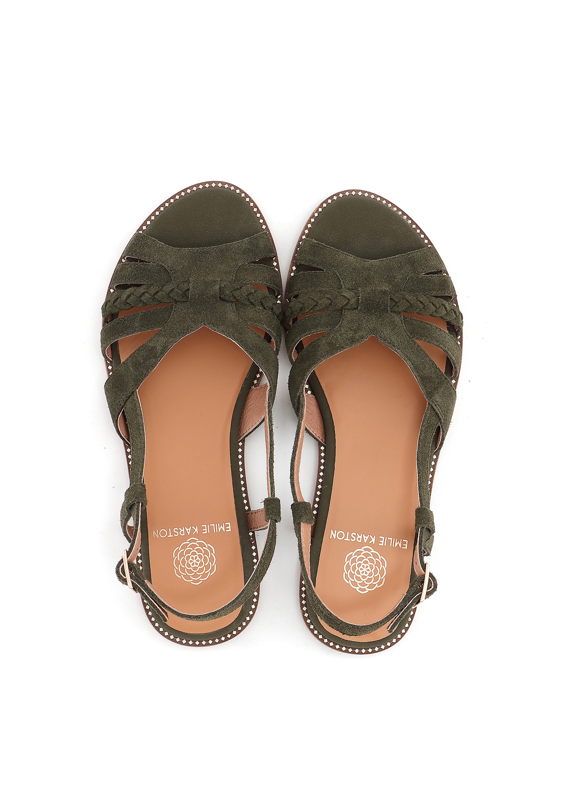 SORENA - Sandale Plate en Cuir Kaki