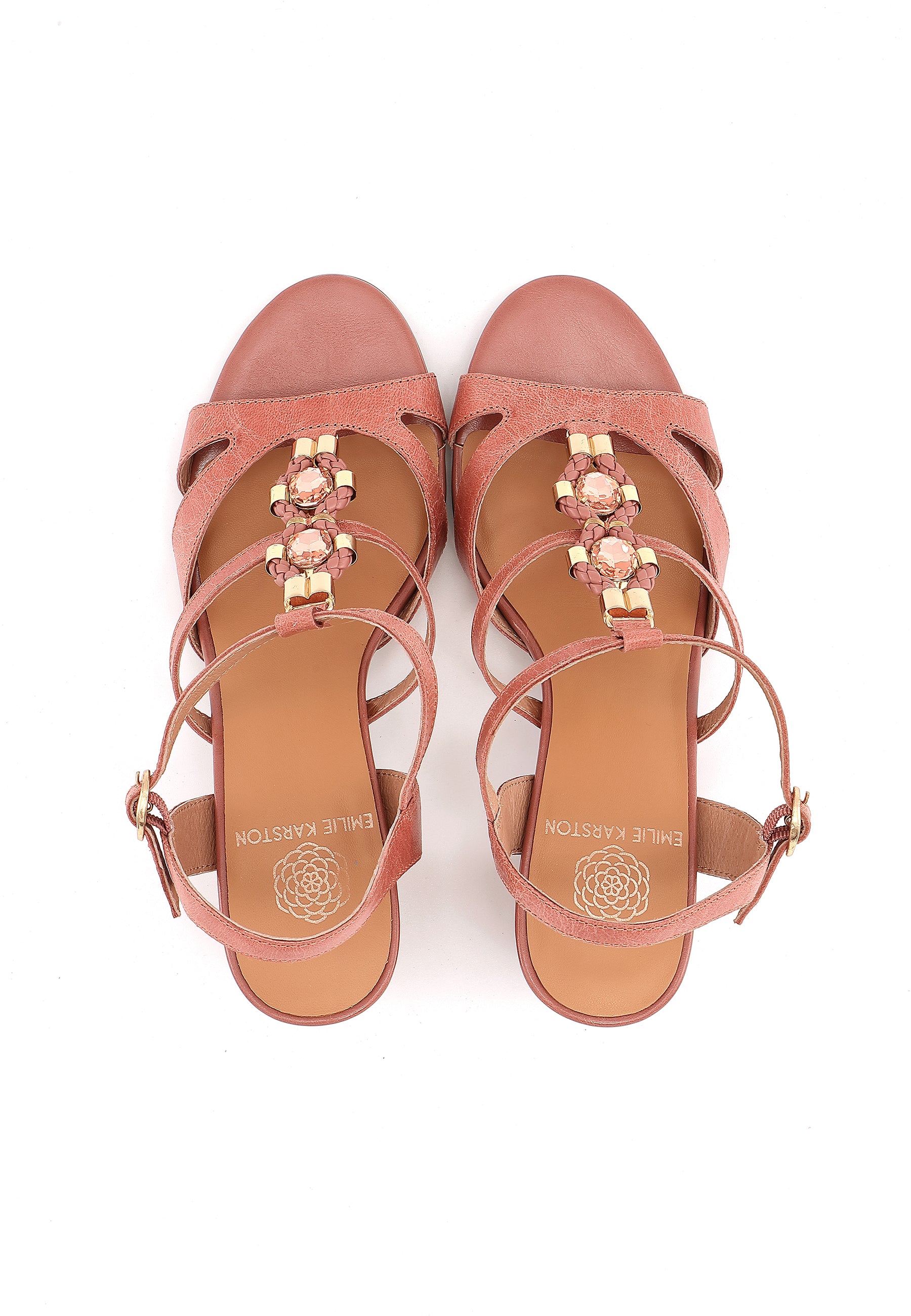 VICTOIRE - Sandales à talon en cuir Rose
