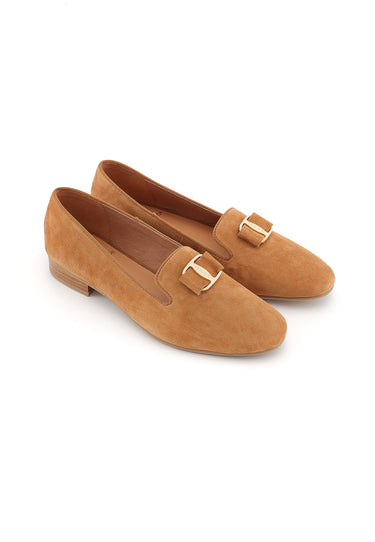 YUNI - Mocassins en cuir Camel à boucle