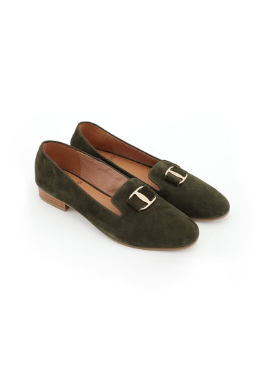 YUNI - Mocassins en cuir Kaki à boucle