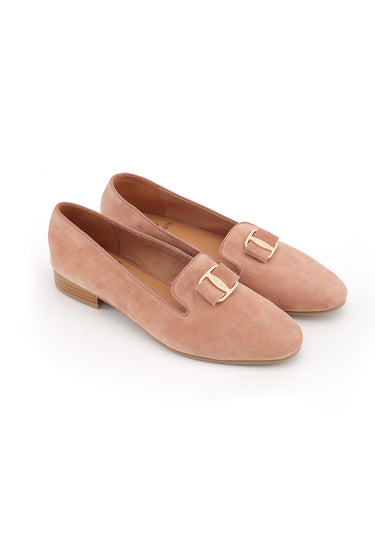 YUNI - Mocassins en cuir Rose Poudré à boucle