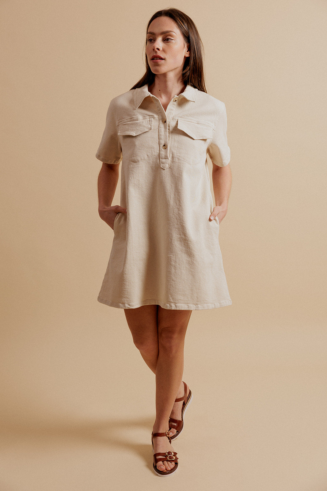 ADELINE DRESS - BEIGE