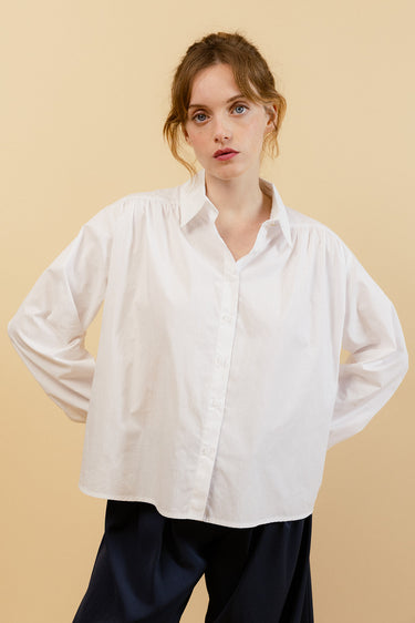 CARLOTA - Chemise Unie Blanche avec Col Français