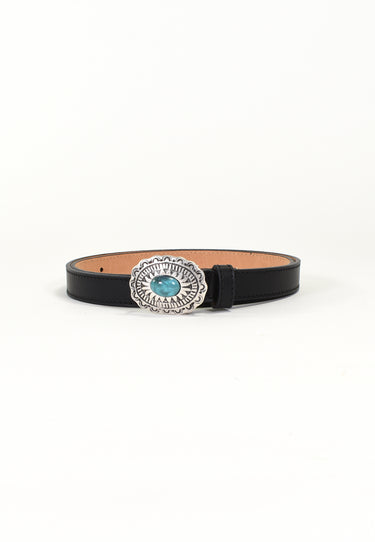 ELYRA - Ceinture Noire Fine En Cuir Femme