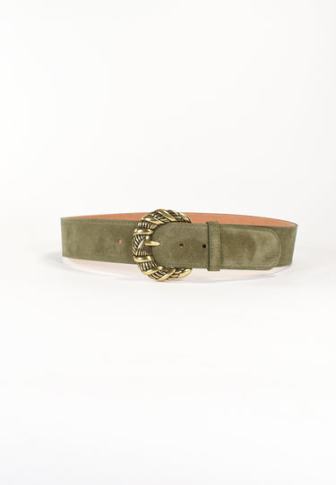 NÉORA- Ceinture Kaki en Cuir  Femme