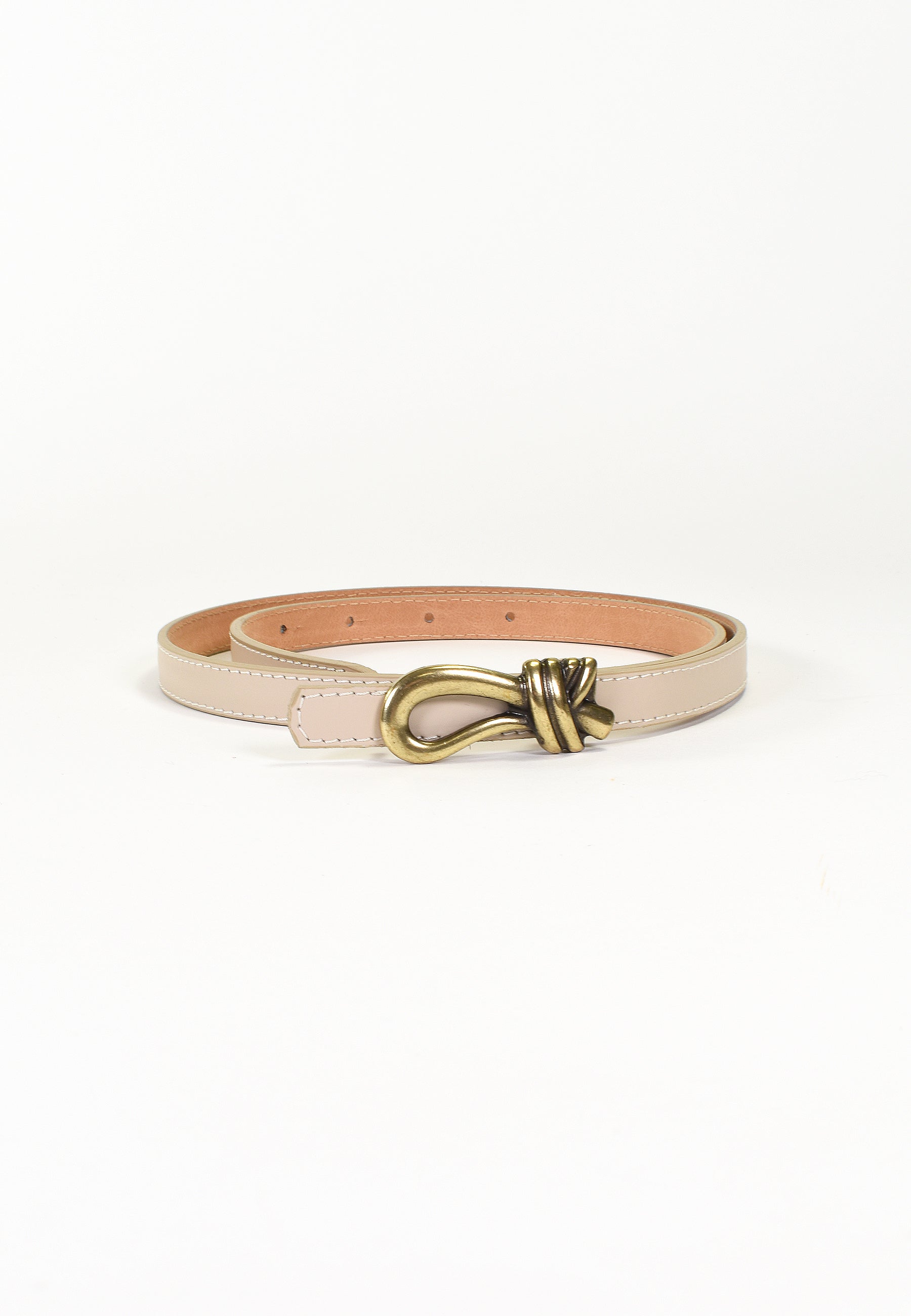 ADÉLIS - Ceinture Beige Fine En Cuir Femme