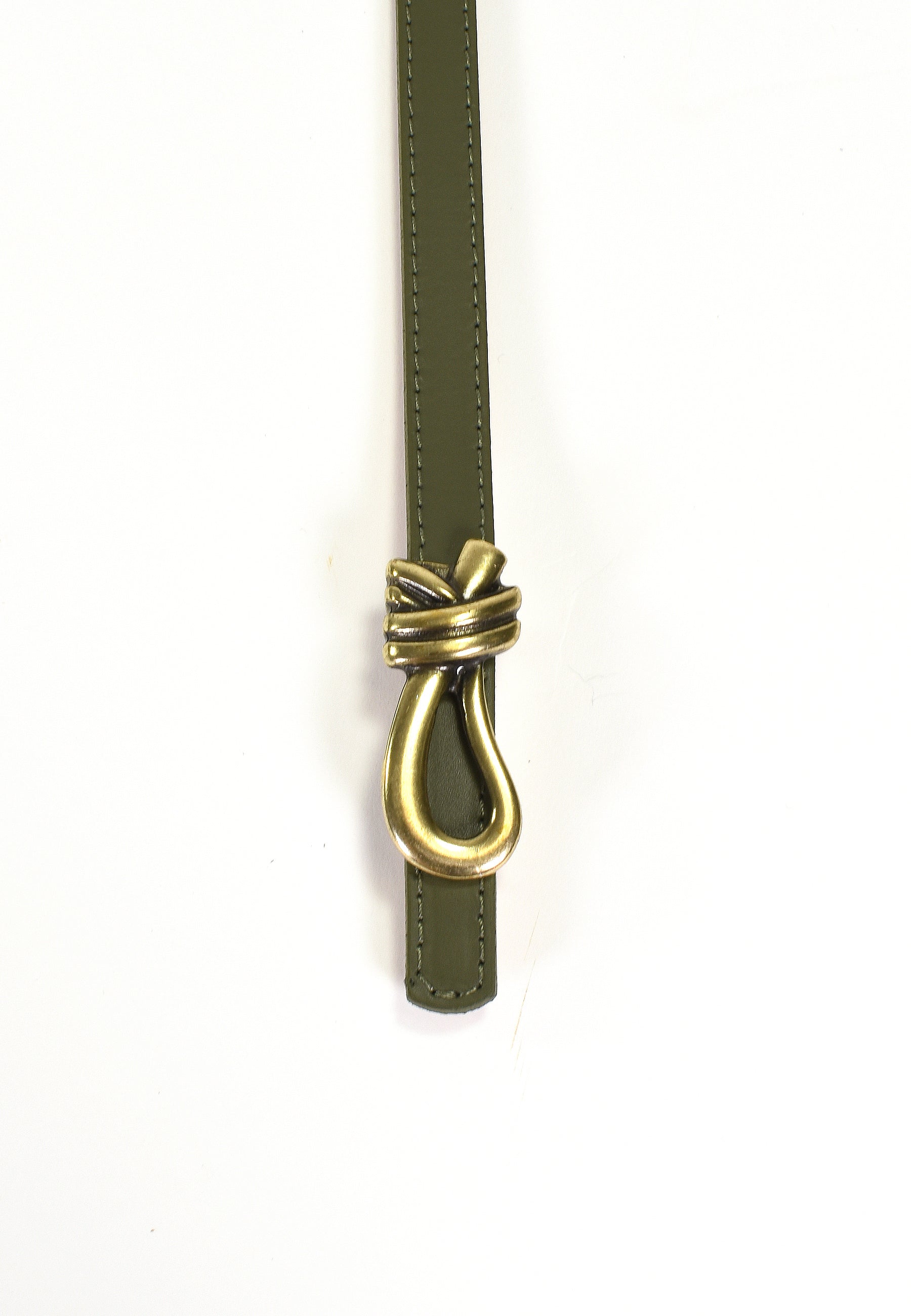 ADÉLIS - Ceinture Kaki Fine En Cuir Femme