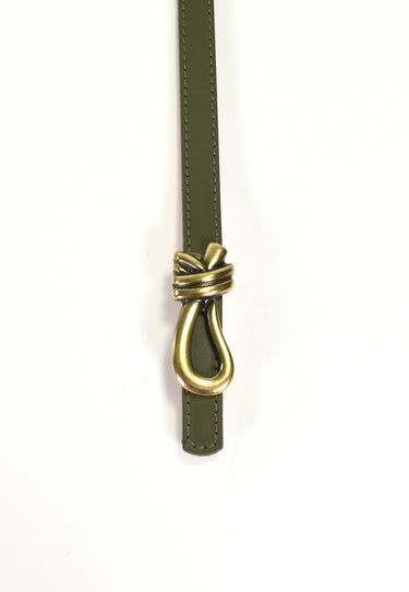 ADÉLIS - Ceinture Kaki Fine En Cuir Femme